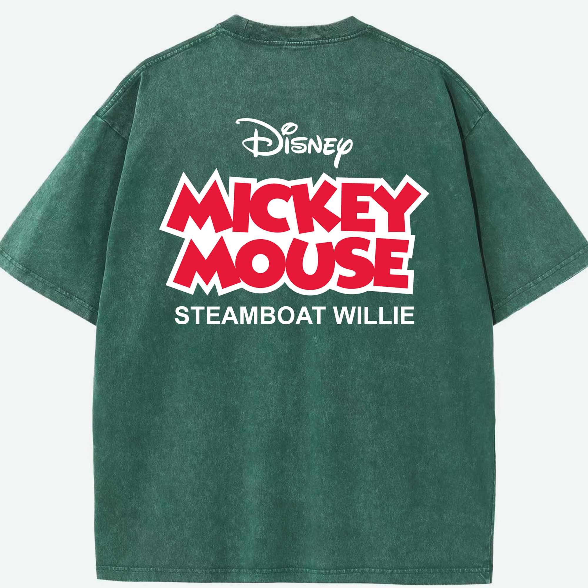 （画像用） ミッキーマウス Mickey Mouse 綿100% ヴィンテージ風 半袖Tシャツ（背面プリント）